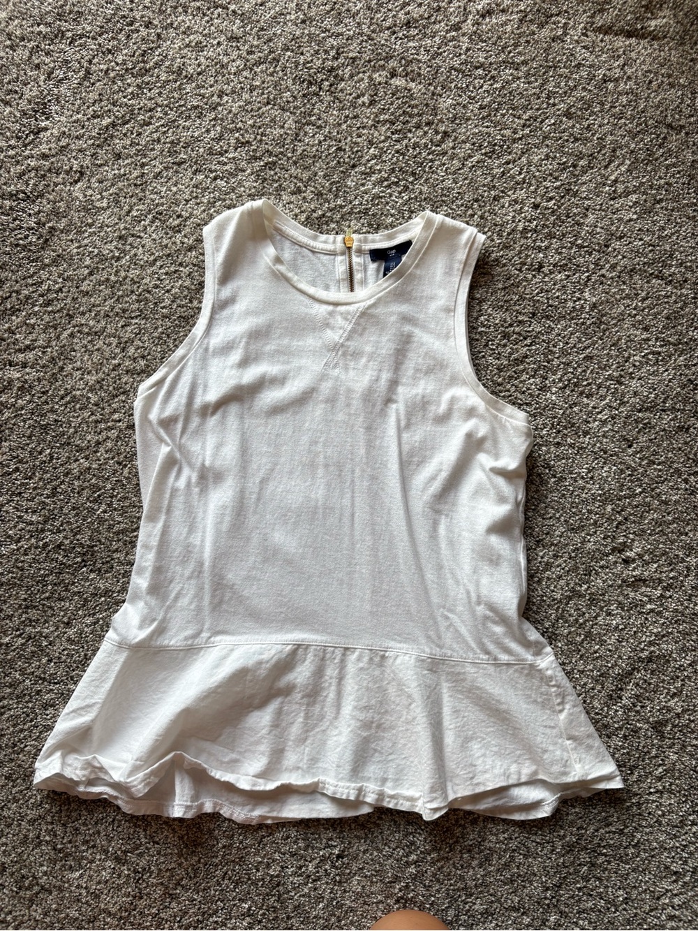 GAP White Sleeveless Peplum Tank Top